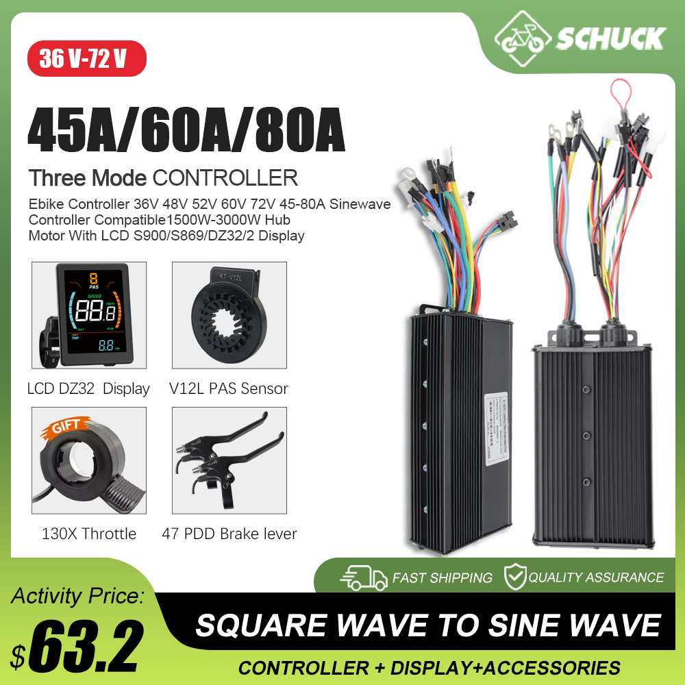 Kontroler E-bike 3Mode 48V 52V - Sine Wave Controller 48V 72V 80A ulasan dan harga